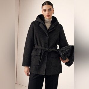 Izzi Collections Charcoal Gray 100% Wool Soft Pea Coat M